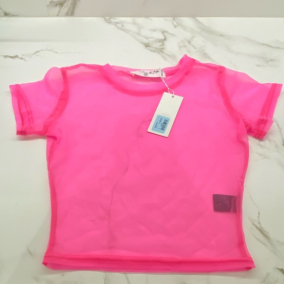 LF Stores emma & sam power mesh crop neon pink - Picture 7 of 8